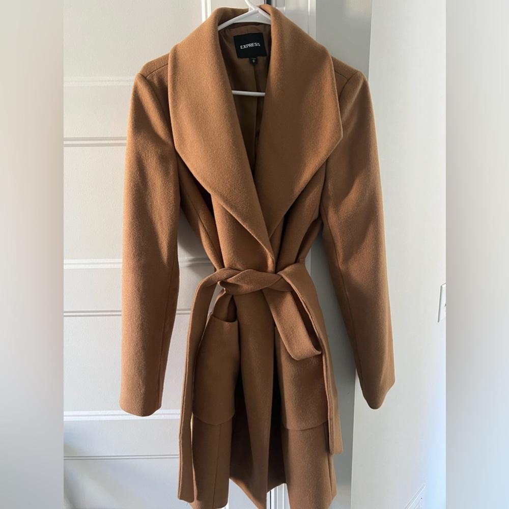 Express camel trench coat size medium